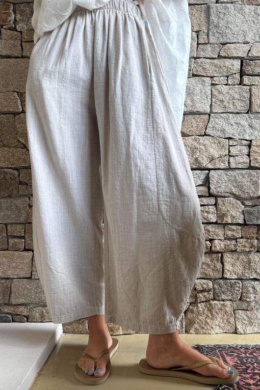 Frame Cotton Vintage Wash Barrel Pant Stone